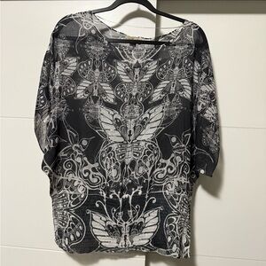 Live and Let Live Black and White Butterfly Blouse